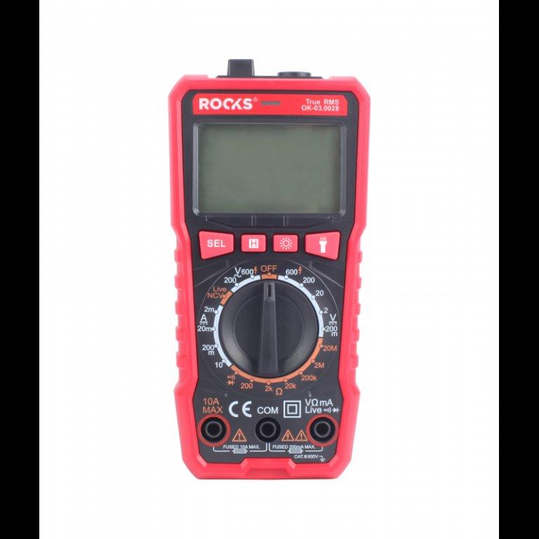 ROOKS OK-03.0028 MULTIMETRO, MISURATORE DIGITALE BASIC, SISTEMA LED-NCV, TRUE RMS