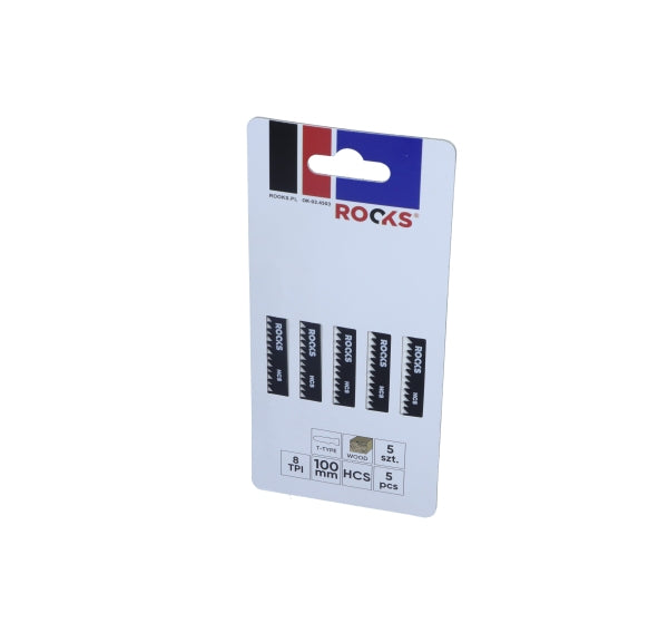 ROOKS OK-03.4503 LAMA PER SEGHETTO ALTERNATIVO HCS, TIPO T, LEGNO, 8 TPI X 100 MM, SET DA 5