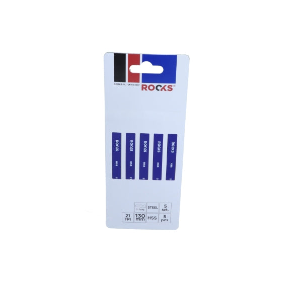 ROOKS OK-03.4507 LAME PER SEGHETTI ALTERNATIVI HSS, TIPO T, ACCIAIO, 21 TPI X 130 MM, SET DA 5