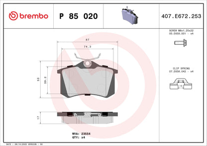 Kit pastiglie freno, Freno a disco - P 85 020