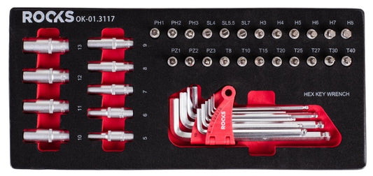 ROOKS OK-01.3117 SET DI SERRATURA HEX/TORX LOCK E CHIAVI A BRUGOLA, 42 PEZZI