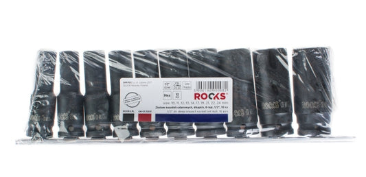 ROOKS OK-01.5001 SET DI BUSSOLE IMPATTO LUNGO, 6 ANGOLI 1/2, 10 PARTI, 10-24 MM
