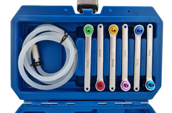 ROOKS OK-02.0458 SET CHIAVI SPURGO FRENI 7-8-9-10-11-12 MM, 7 PEZZI. CON VALVOLA