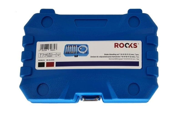 ROOKS OK-02.0458 SET CHIAVI SPURGO FRENI 7-8-9-10-11-12 MM, 7 PEZZI. CON VALVOLA