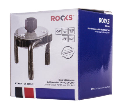 ROOKS OK-02.0643 CHIAVE A TRE BRACCI PER FILTRI OLIO 70-130 3/8 1/2