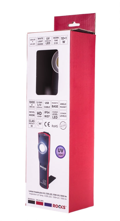 ROOKS OK-03.3005 LAMPADA DA ISPEZIONE UV, LED COB, 10W+UV, 1000 LM