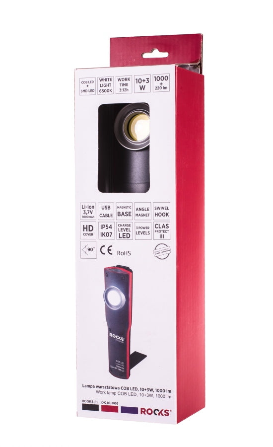 ROOKS OK-03.3006 LAMPADA DA OFFICINA LED COB, 10+3W, 1000 LM