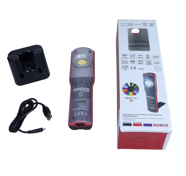 ROOKS OK-03.3014 LAMPADA VERNICE 3D COLOR MATCH, LED COB, 800 LM, 2700/4500/6500 K