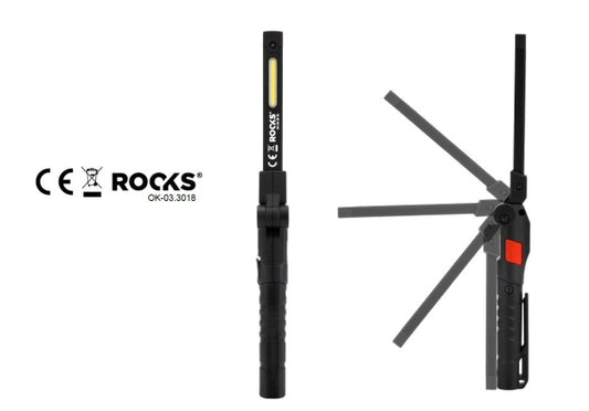 ROOKS OK-03.3018 LAMPADA A PENNA COB PIEGHEVOLE SUPER SLIM 3 IN 1, 100 LM