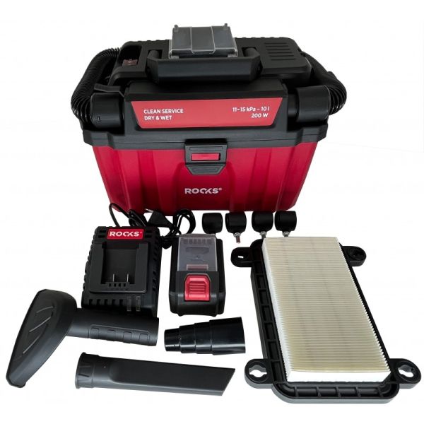 ROOKS OK-03.4319 ASPIRAPOLVERE PORTATILE 20V AQ-ONE, DRY&WET 100-200W-10L-HEPA, 4AH, BMC