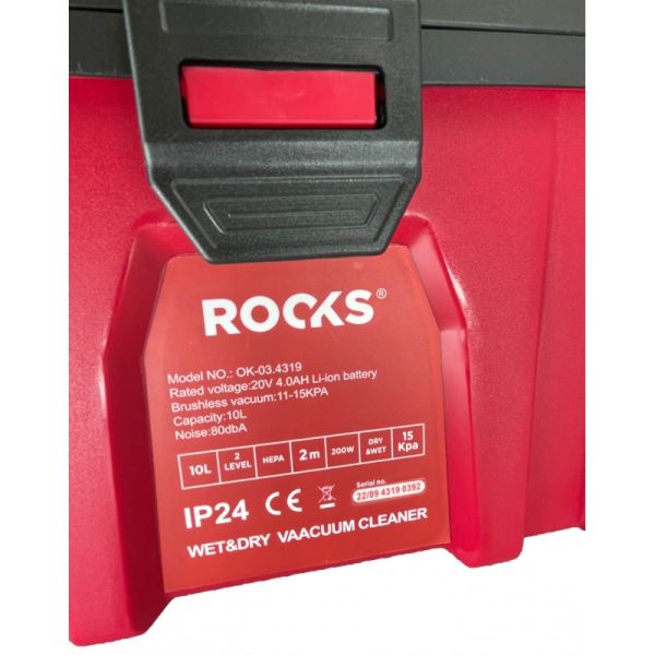 ROOKS OK-03.4319 ASPIRAPOLVERE PORTATILE 20V AQ-ONE, DRY&WET 100-200W-10L-HEPA, 4AH, BMC