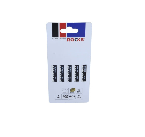 ROOKS OK-03.4504 LAMA PER SEGHETTO ALTERNATO HCS, TIPO T, LEGNO, 6 TPI X 100 MM, SET DA 5