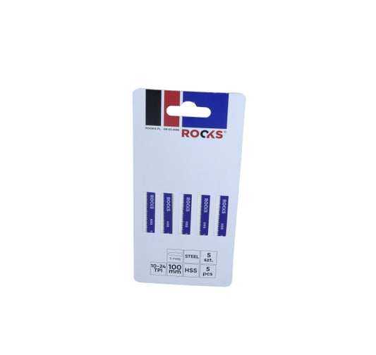 ROOKS OK-03.4506 LAME PER SEGHETTI ALTERNATIVI HSS, TIPO T, ACCIAIO, 10-24 TPI X 100 MM, SET 5 PZ
