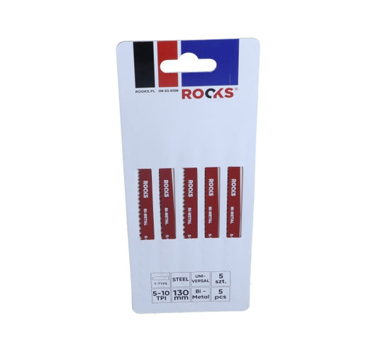 ROOKS OK-03.4508 LAMA PER SEGHETTO ALTERNATO BIMETALLICO, T-TYPE, ACCIAIO E UNIVERSALE, 5-10 TPI X 100 MM, SET 5 PZ