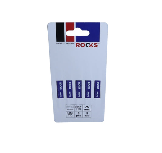 ROOKS OK-03.4509 LAMA PER SEGHETTO ALTERNATIVO, CARBURO SINTERIZZATO HM(TC), TIPO T, CERAMICA, 75 MM, SET DA 5 PZ