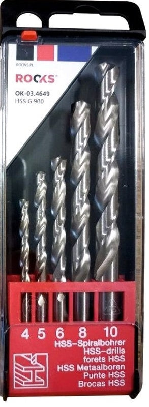ROOKS OK-03.4649 PUNTE PER METALLO PRO HSS G 900 N/MM2, SET 5 CZ 4/5/6/8/10 MM, DIN 338