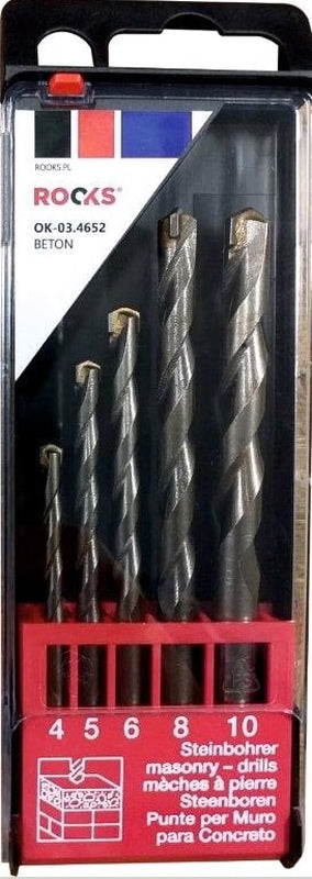 ROOKS OK-03.4652 PUNTE A RULLO PER CEMENTO, SET 5 PARTI 4/5/6/8/10 MM