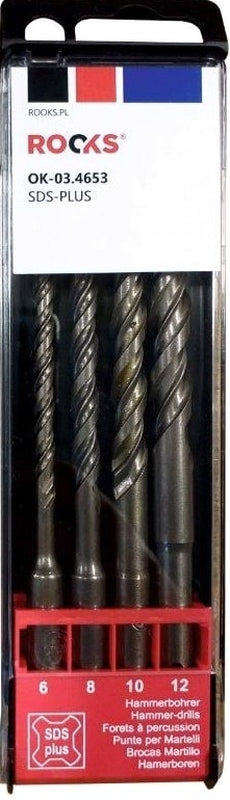 ROOKS OK-03.4653 PUNTE PER CEMENTO SDS-PLUS 160 MM, SET 4 CZ 6/8/10/12 MM