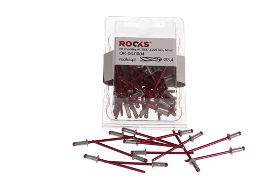 ROOKS OK-06.0004 RIVETTO CIECO ALLUMINIO-ROSSO 3,2X9 MM, 50 PZ
