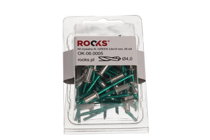 ROOKS OK-06.0005 RIVETTO CIECO ALLUMINIO-VERDE 3,8X10 MM, 50 PZ