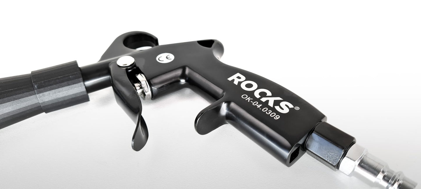 ROOKS OK-04.0309 PISTOLA DI SOFFIAGGIO TORNADO DUO-TURBO, PISTOLA PER PULIZIA TAPPEZZERIA CON CUSCINETTO E SPAZZOLA